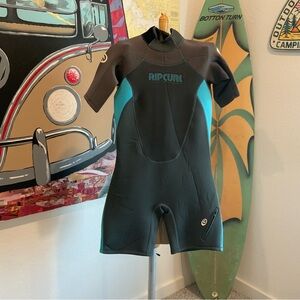 Rip Curl Kids Swim Rashguard - Black and Teal